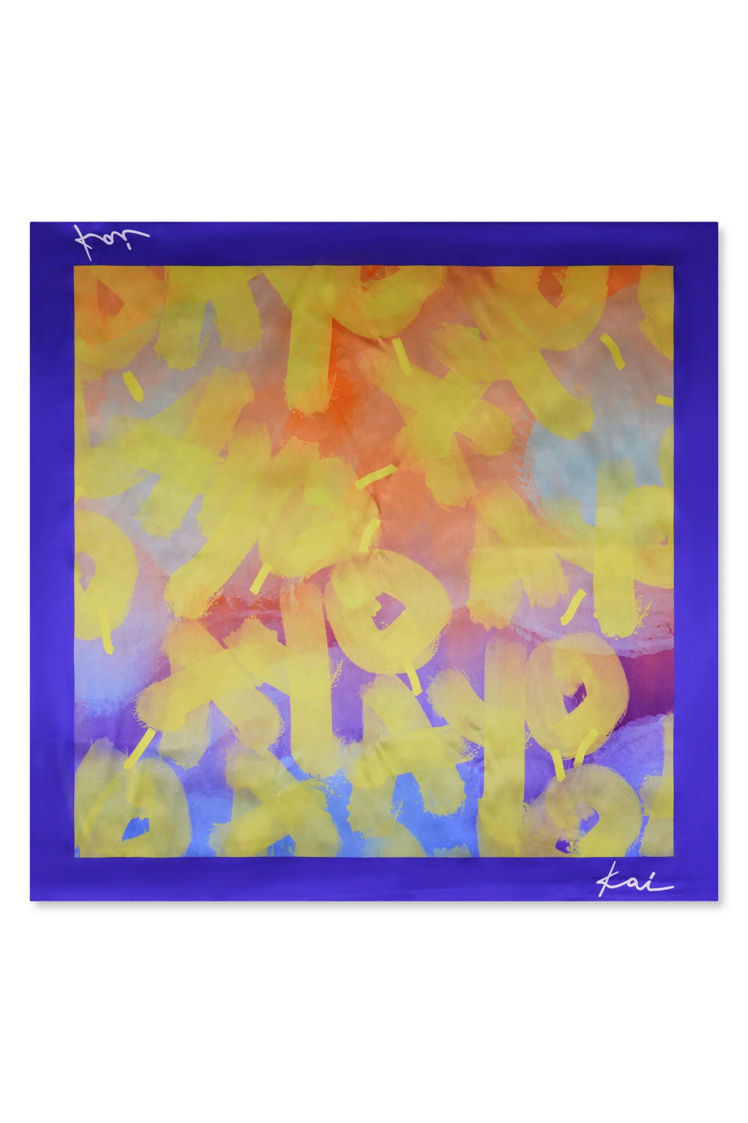 Elysia Silky Satin Scarf - Ayo Print - Yellow - Image 4