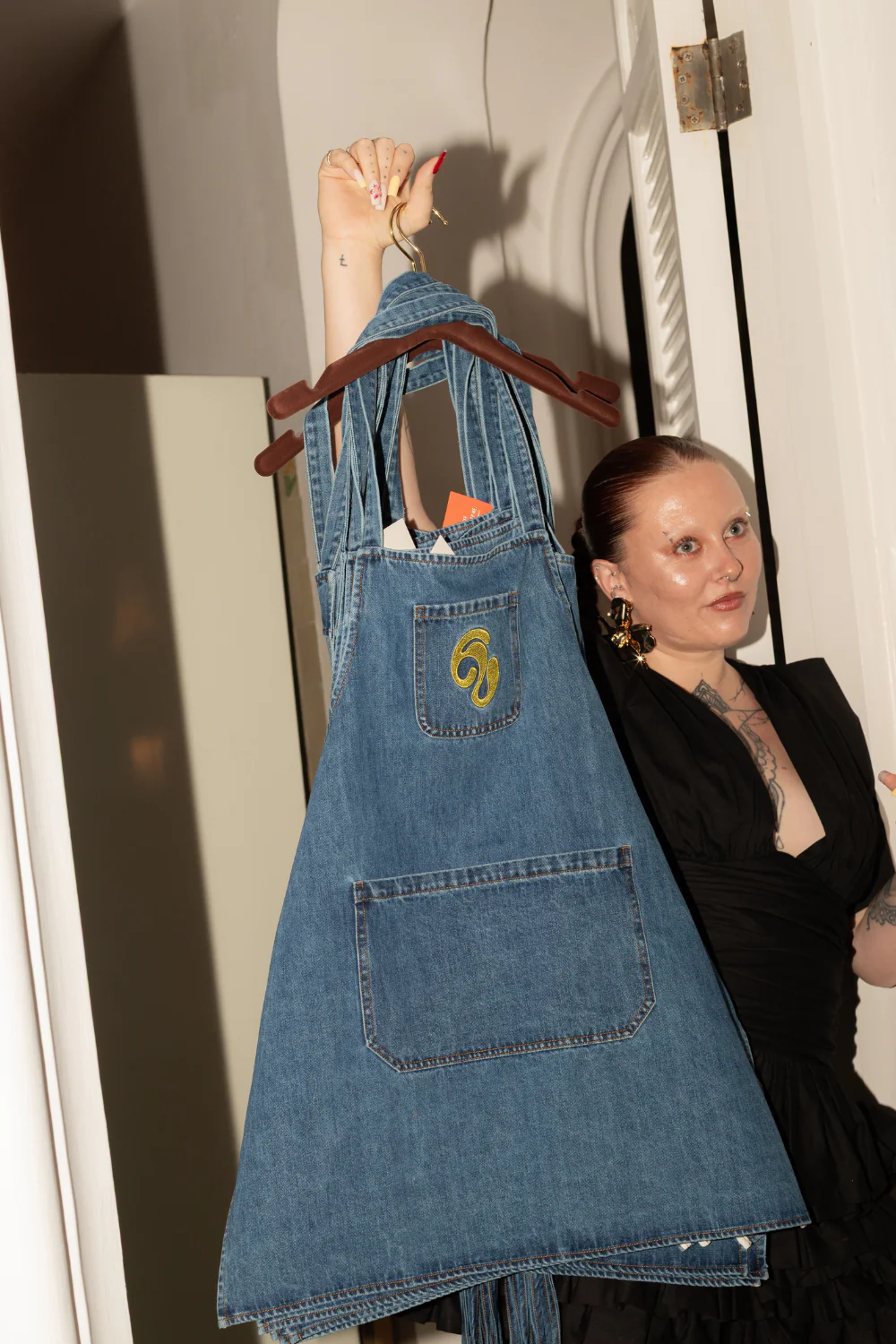 Kai Denim Embroidered Logo Apron - Denim Blue - Image 10