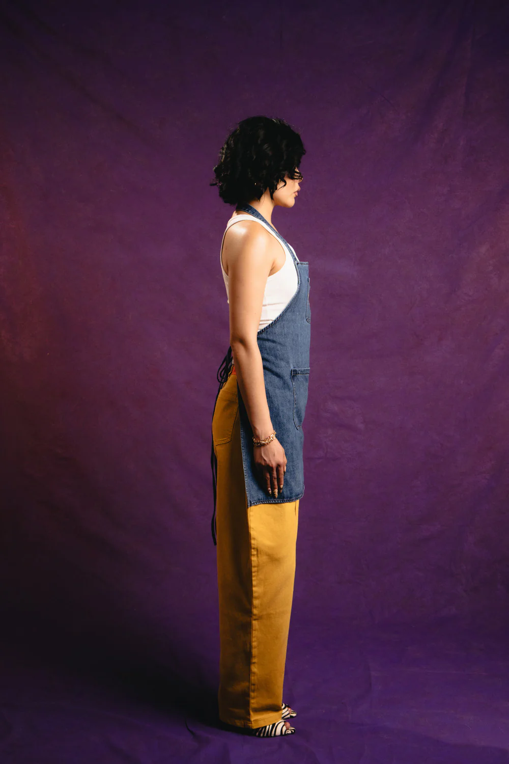 Kai Denim Embroidered Logo Apron - Denim Blue - Image 5