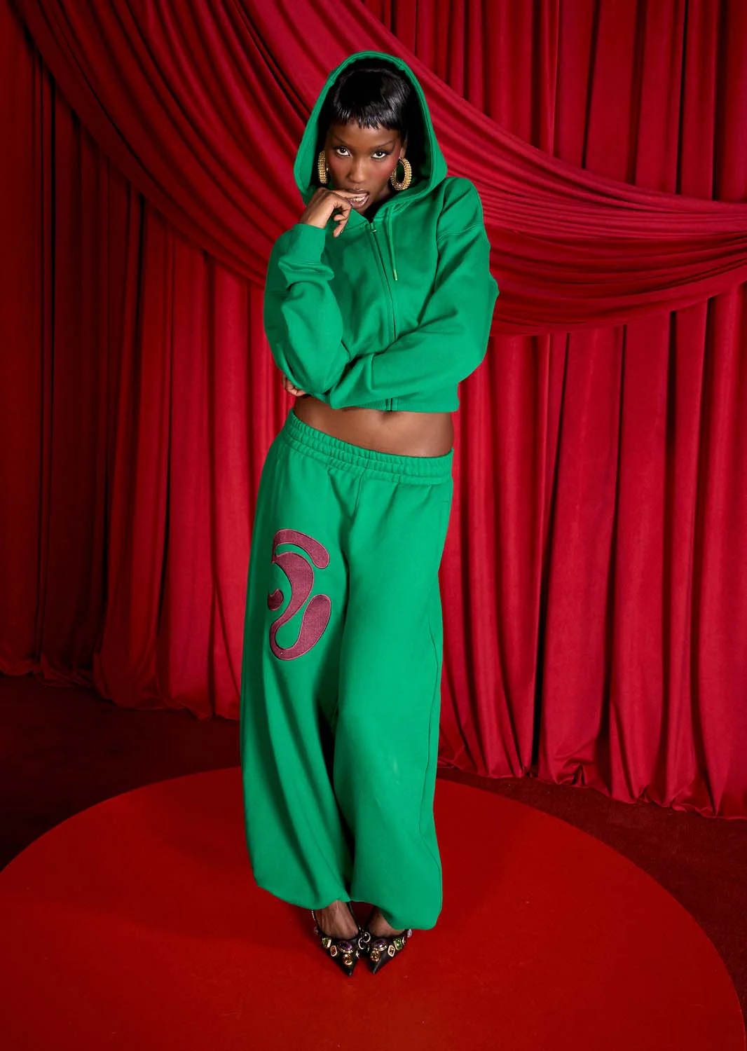 Kaia Logo Embroidered Cotton Parachute Sweatpants - Viridian - Image 3