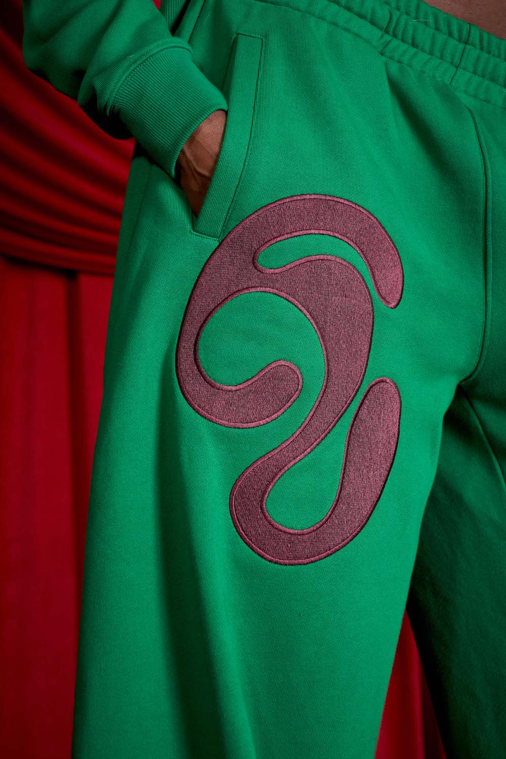 Kaia Logo Embroidered Cotton Parachute Sweatpants - Viridian - Image 4