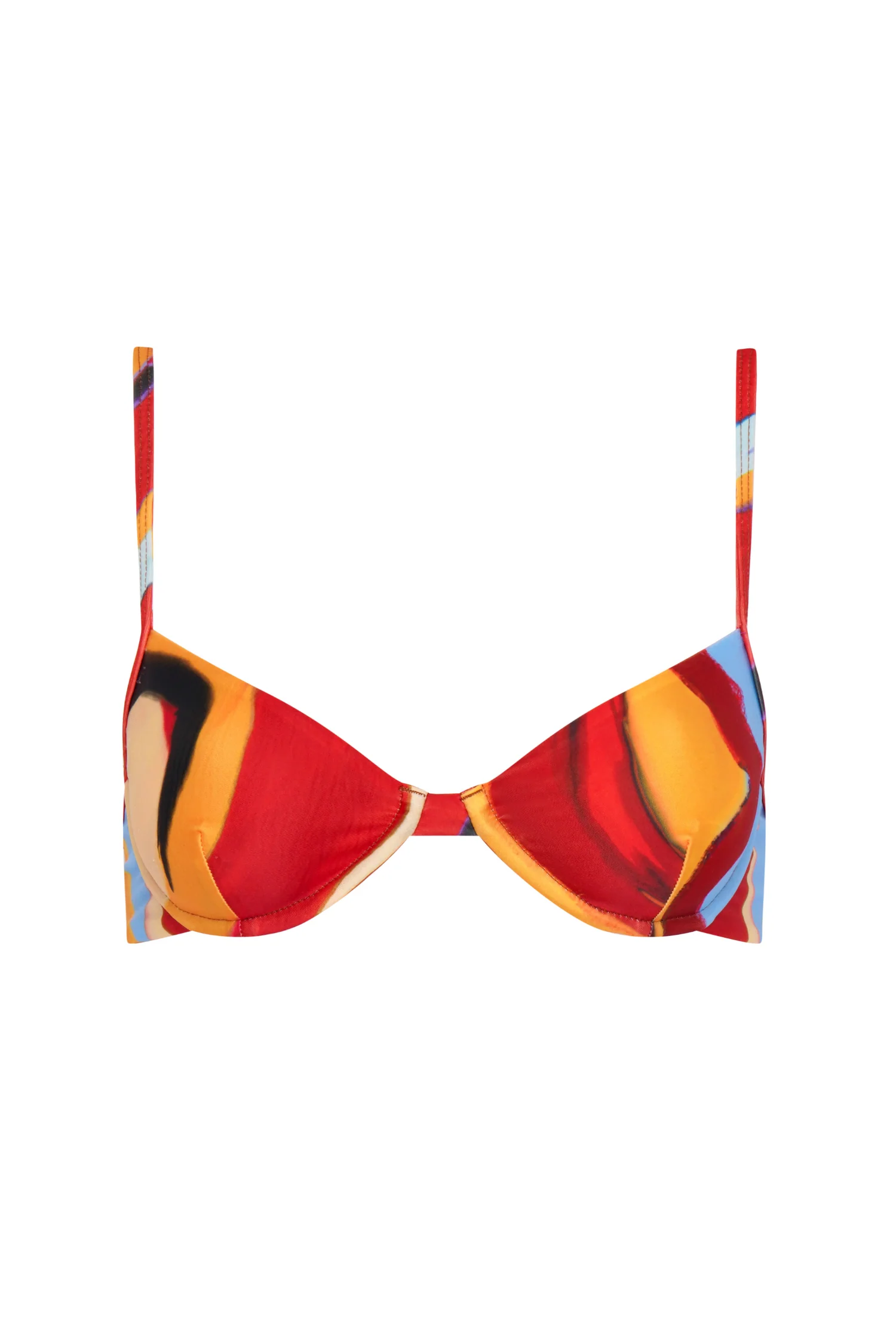 Kaikini Printed Balcony Bikini Top - Isimi Print - Blue - Image 3