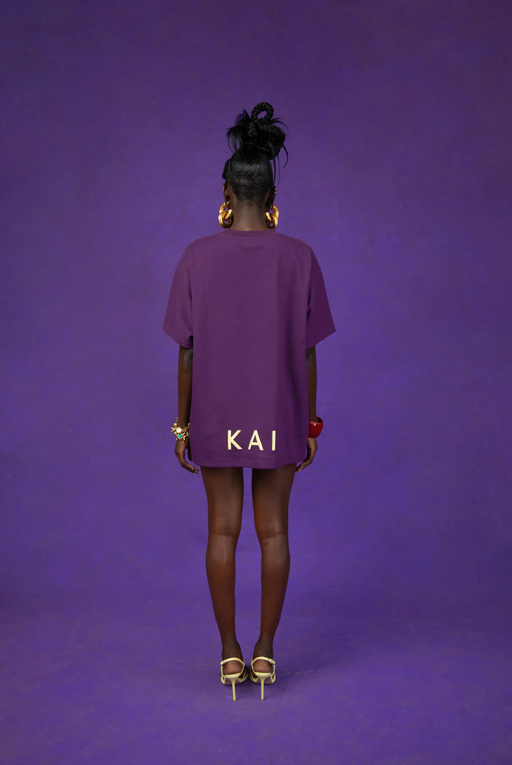 Kaili Oversized Cotton Logo Printed T-Shirt - Purple - Image 5