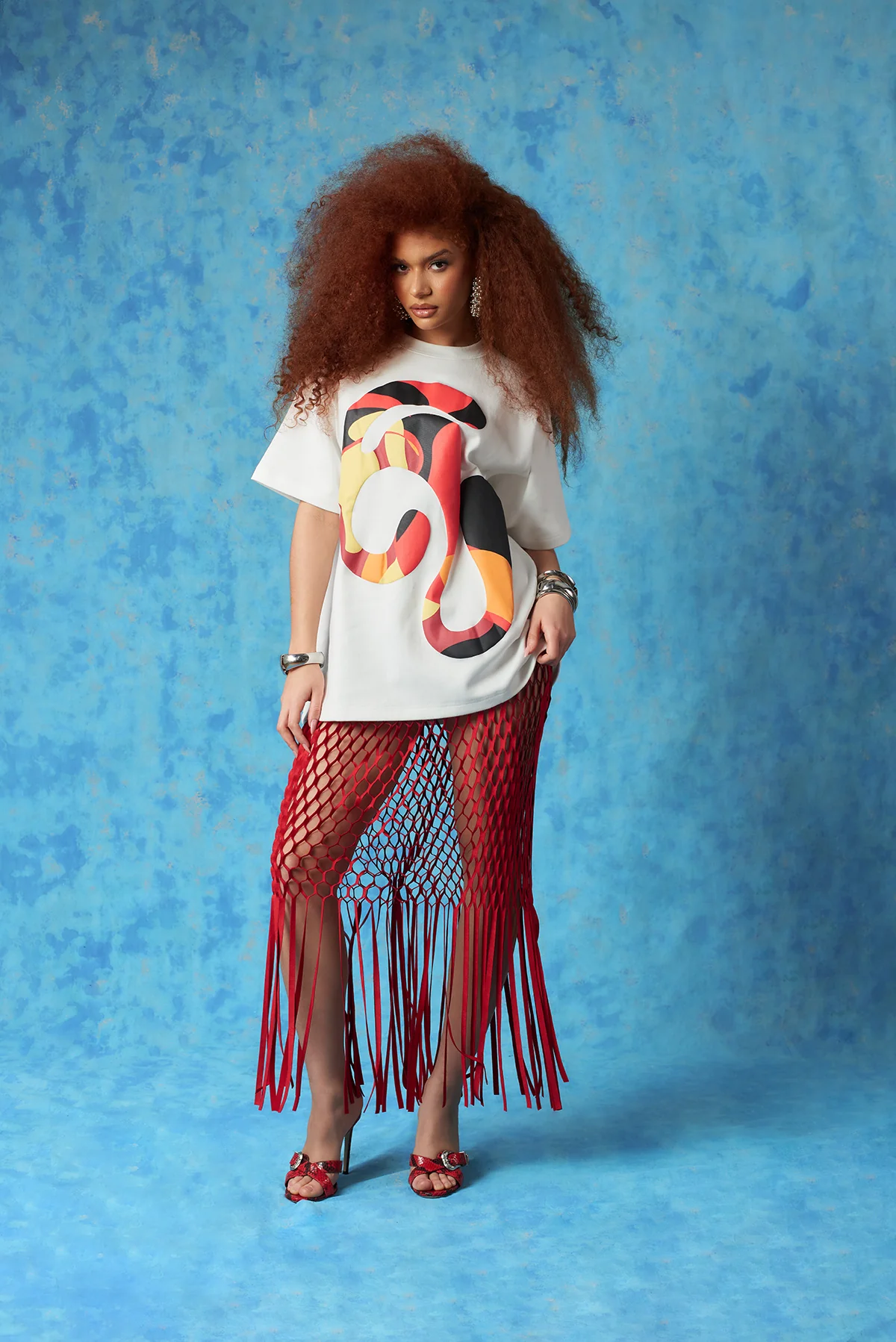 Kaili Oversized Cotton Logo Printed T-Shirt - White - Image 4
