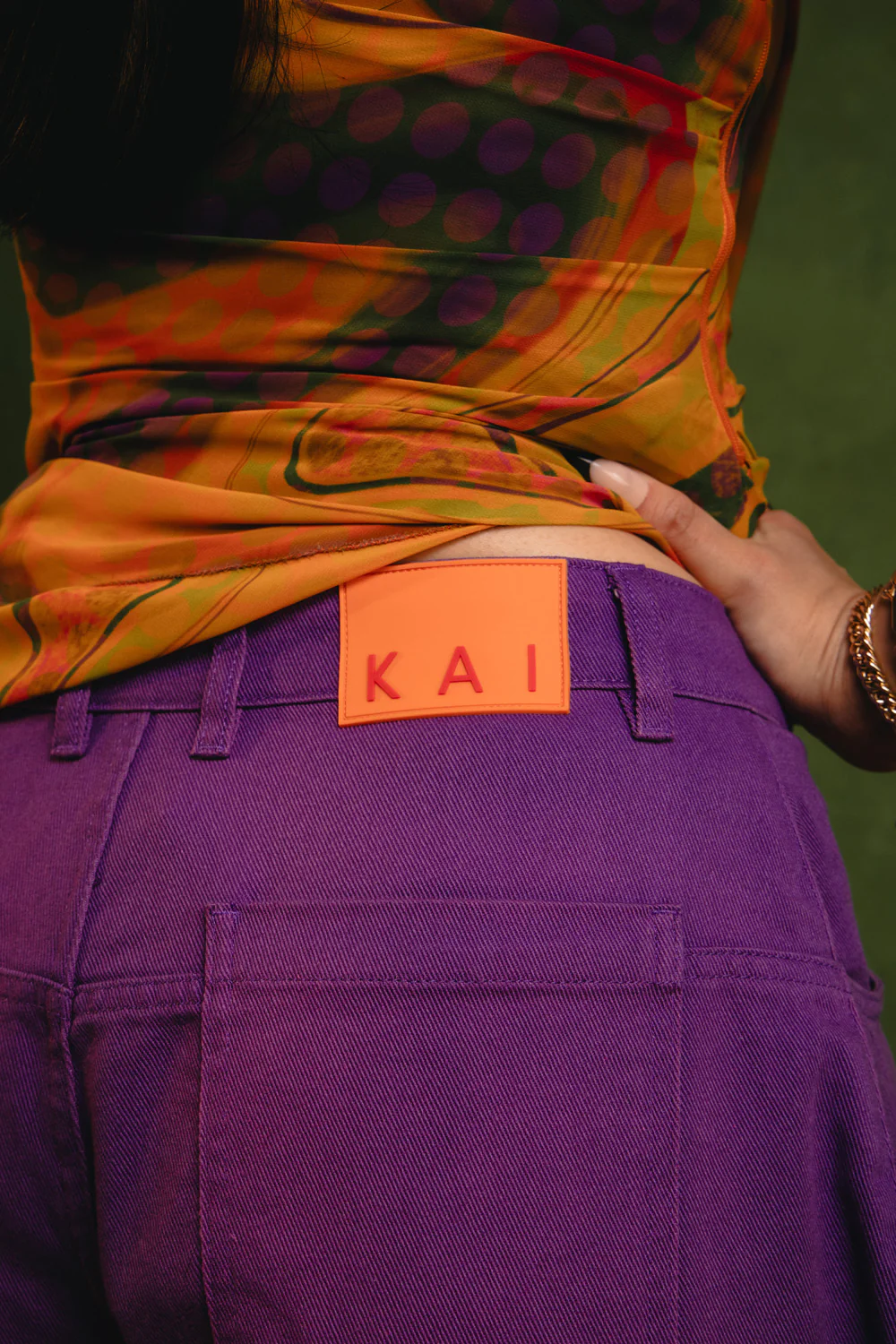 Khala Denim Barrel Leg Logo Embroidered Jeans - Purple - Image 7
