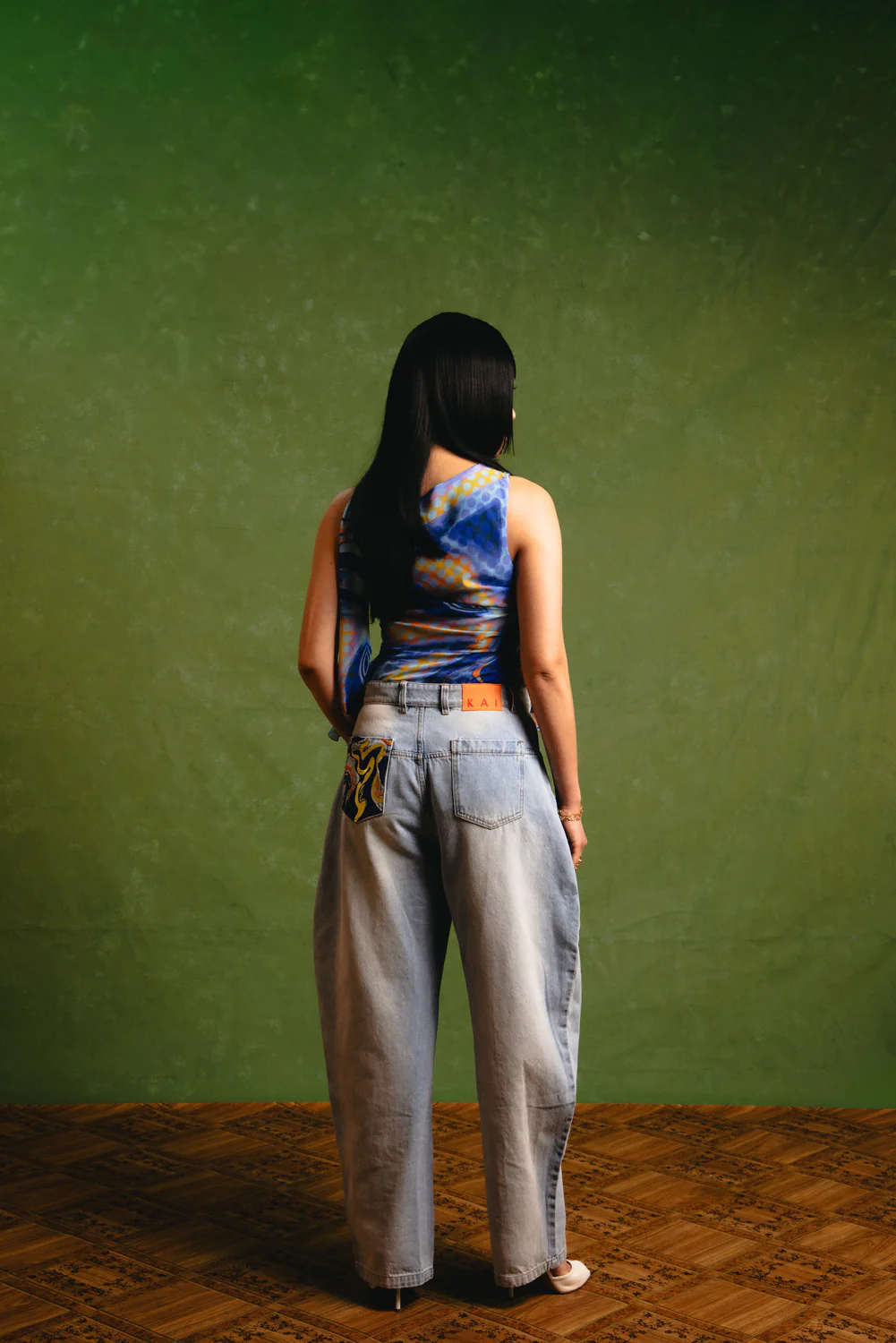 Koa Denim Barrel Leg Logo Embroidered Jeans - Light Blue - Image 4
