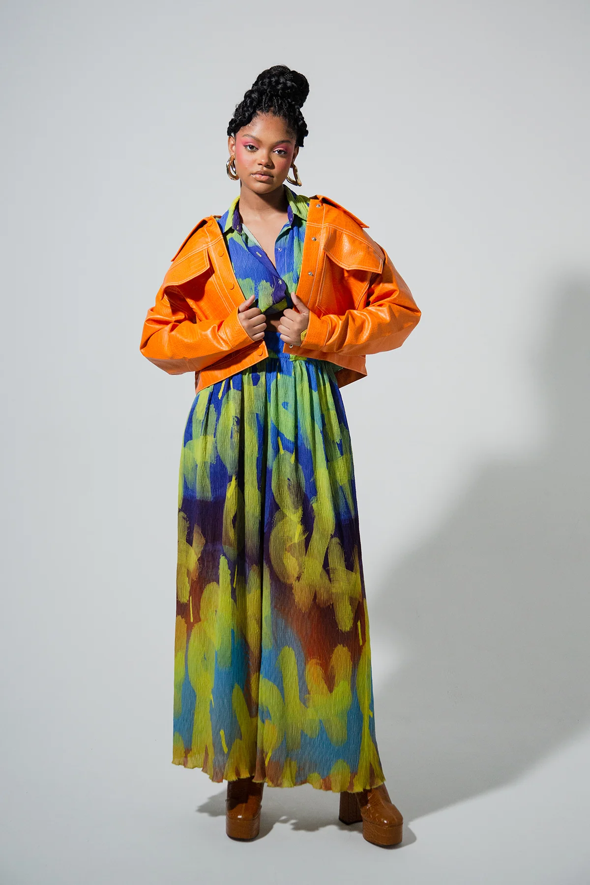 Mawuli Printed Plisse Shirt - Ayo Print Blue - Image 12