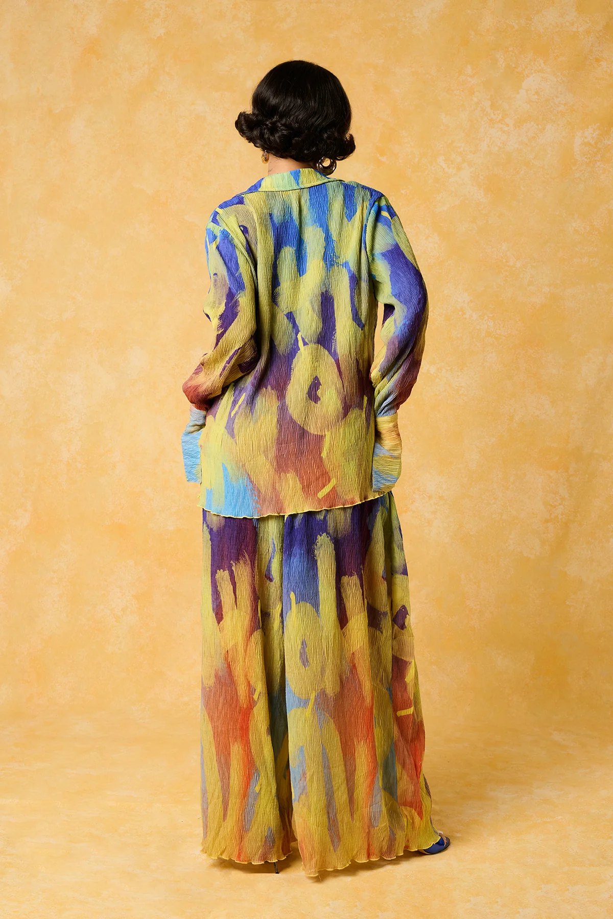 Mawuli Printed Plisse Shirt - Ayo Print Blue - Image 3