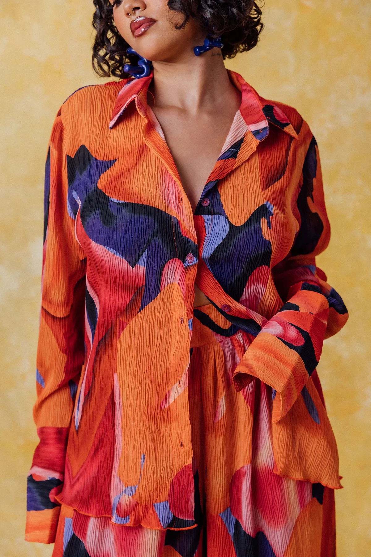 Mawuli Printed Plisse Shirt - Zuri Print - Image 4