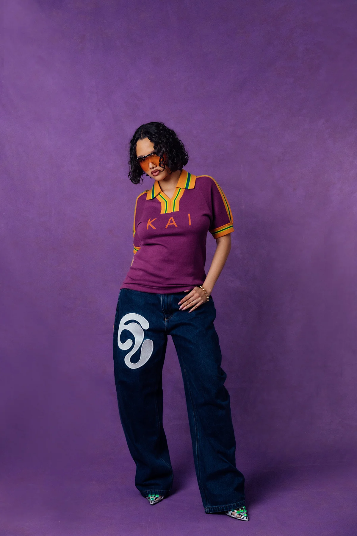 Mita Vintage Style Knitted Logo Jersey - Purple - Image 3