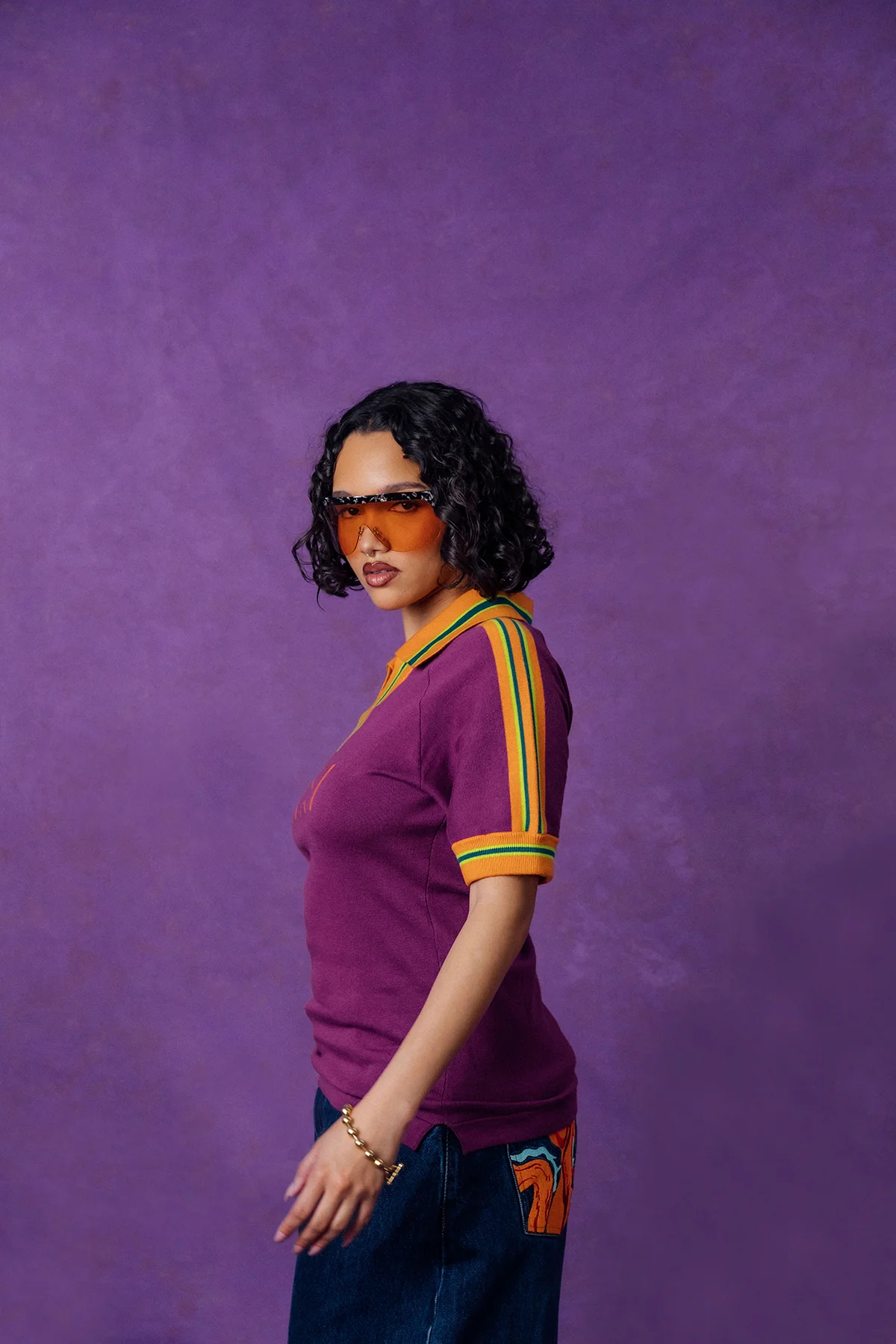Mita Vintage Style Knitted Logo Jersey - Purple - Image 4