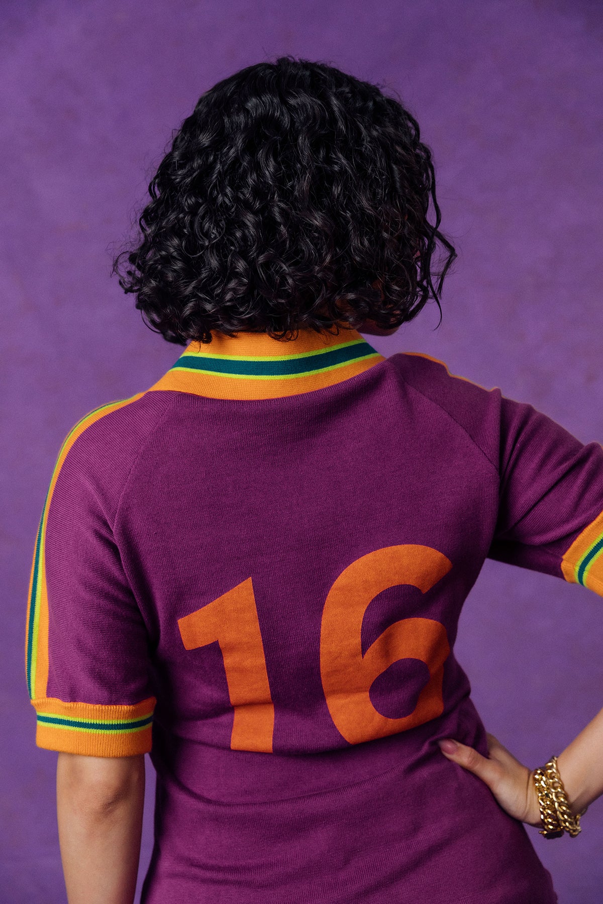 Mita Vintage Style Knitted Logo Jersey - Purple - Image 5