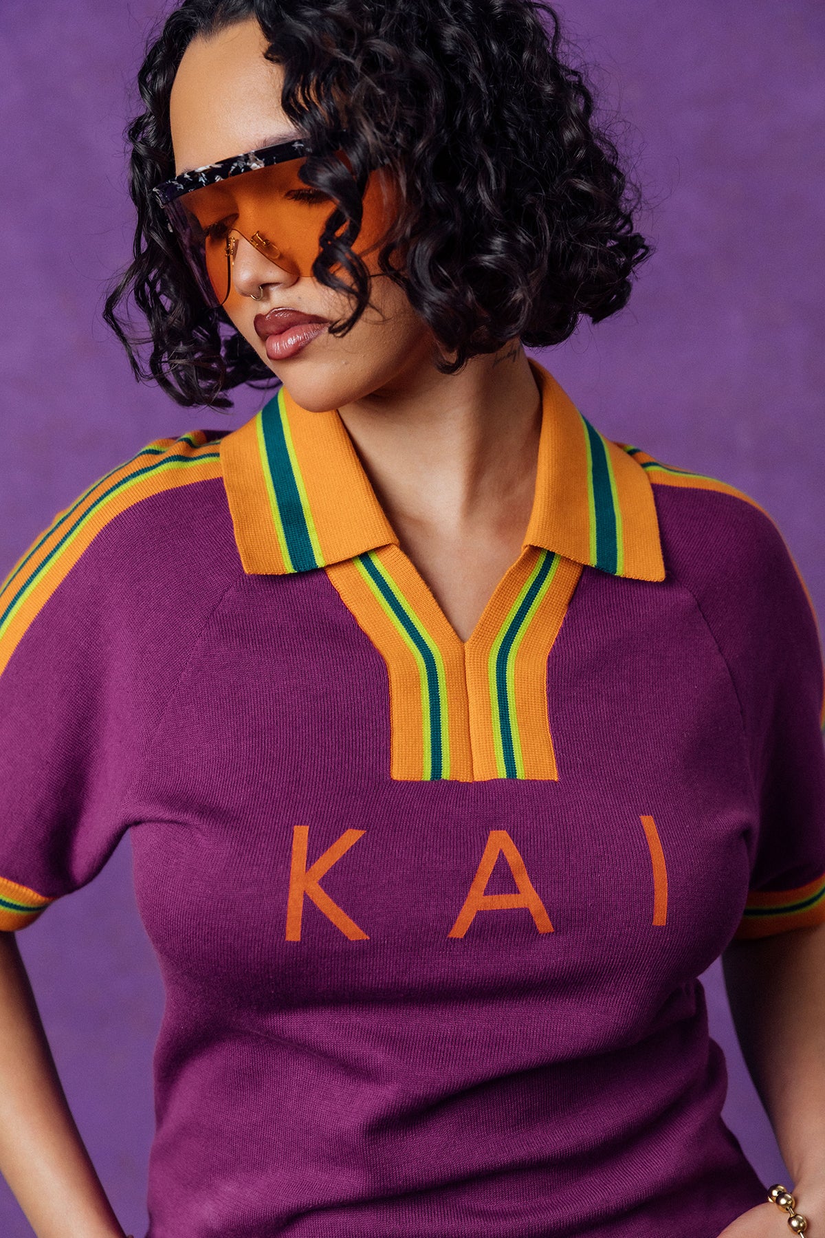 Mita Vintage Style Knitted Logo Jersey - Purple - Image 6