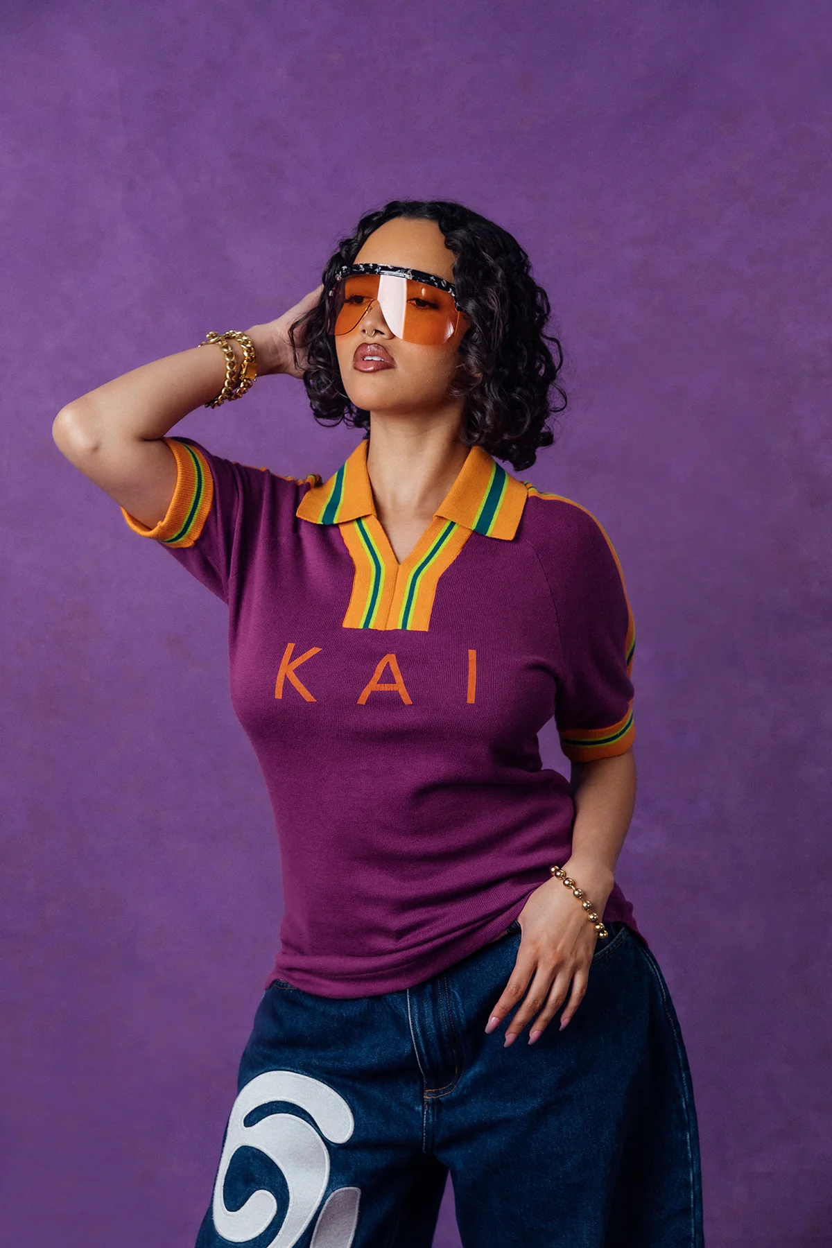 Mita Vintage Style Knitted Logo Jersey - Purple - Image 7