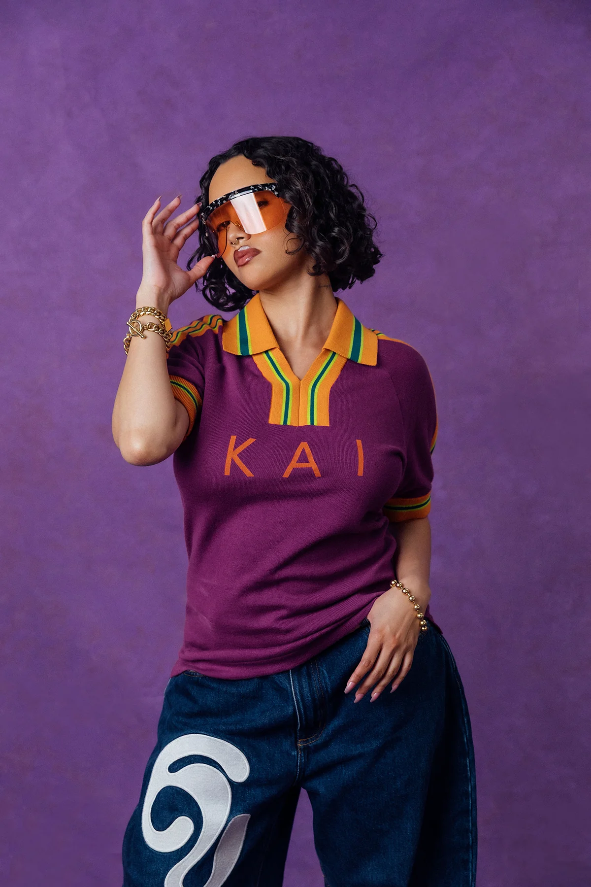 Mita Vintage Style Knitted Logo Jersey - Purple - Image 8