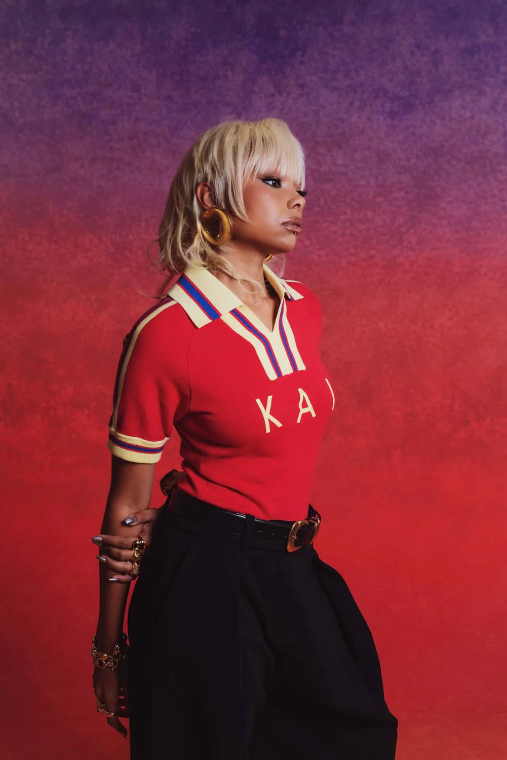Mita Vintage Style Knitted Logo Jersey - Red - Image 4