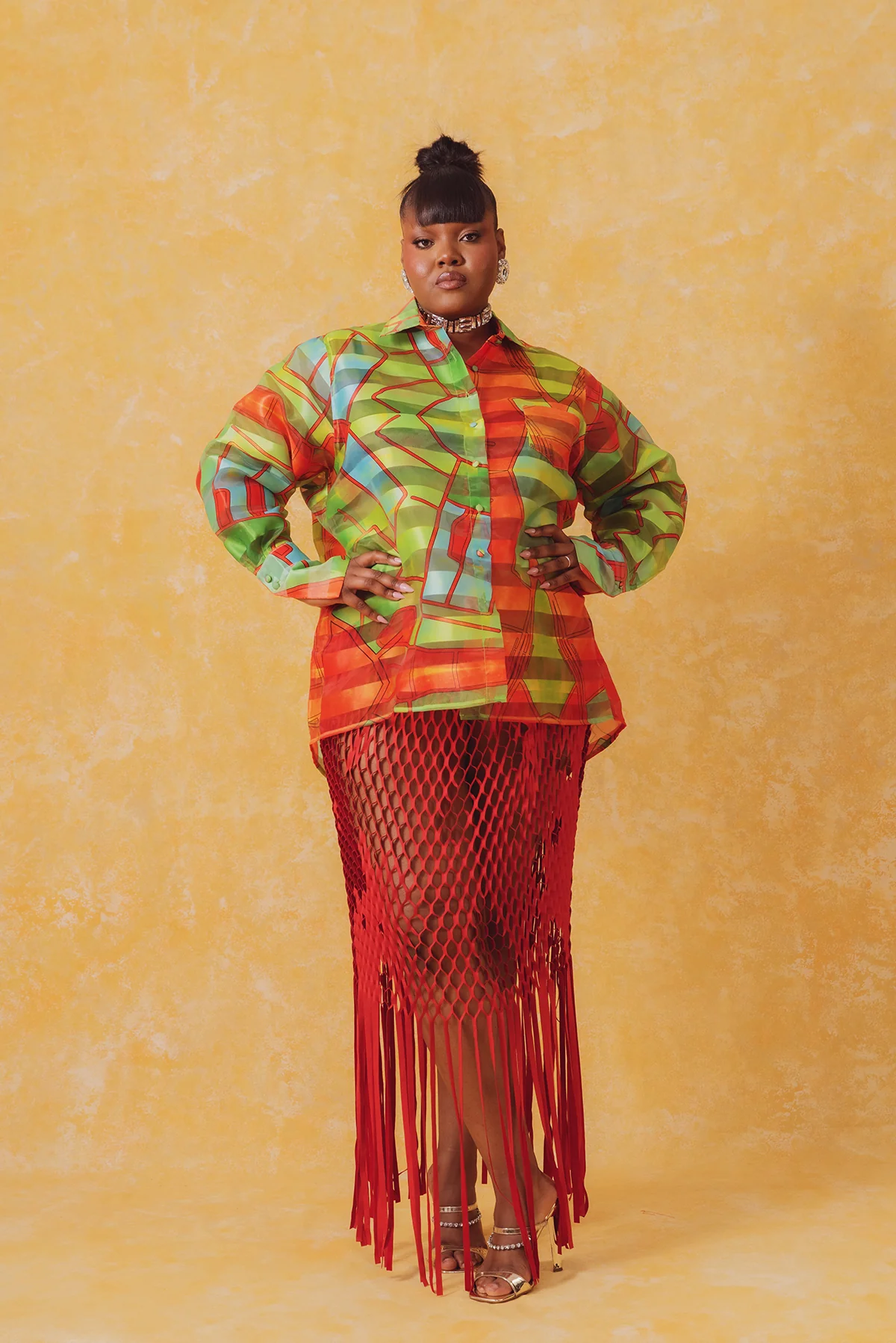Muwa Technical Organza Oversized Long Sleeve Shirt - Teiha Print - Image 5