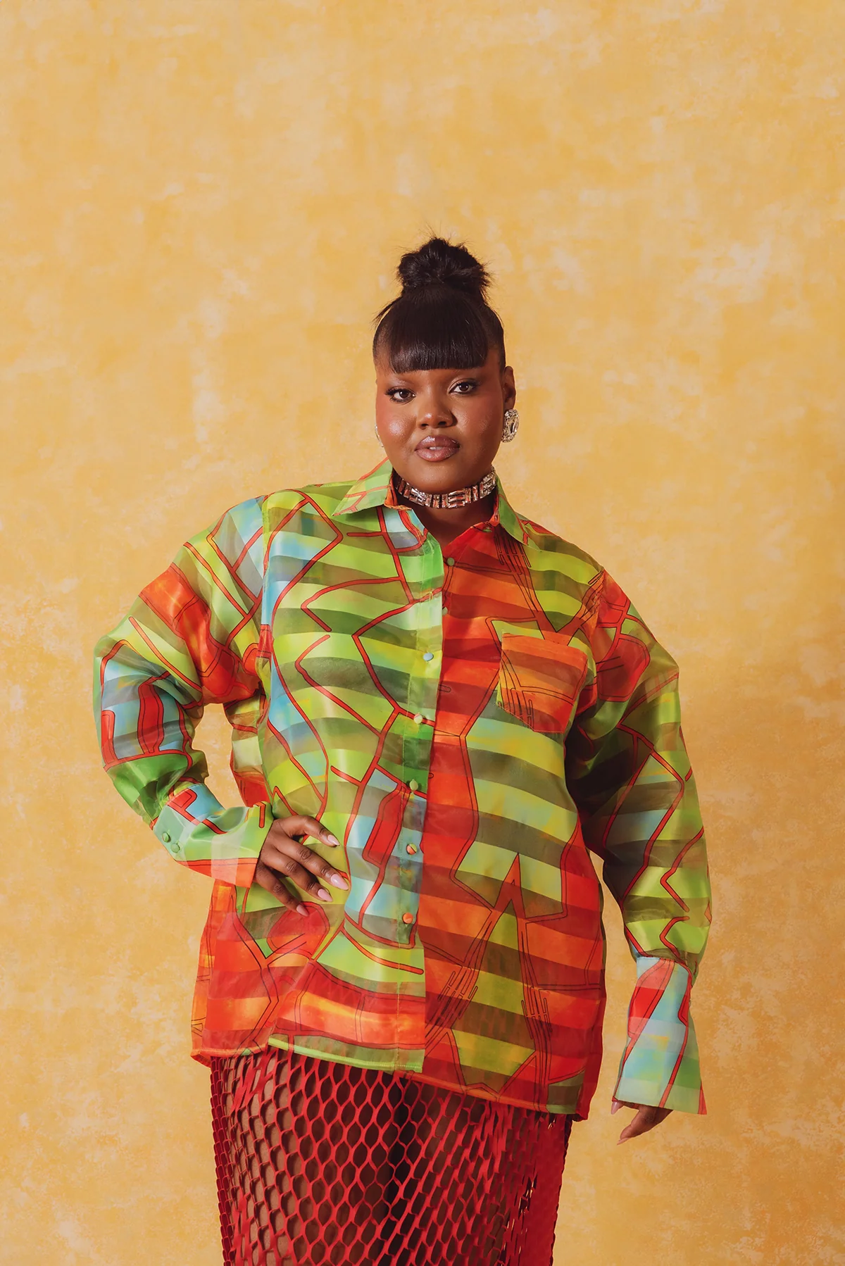 Muwa Technical Organza Oversized Long Sleeve Shirt - Teiha Print - Image 6