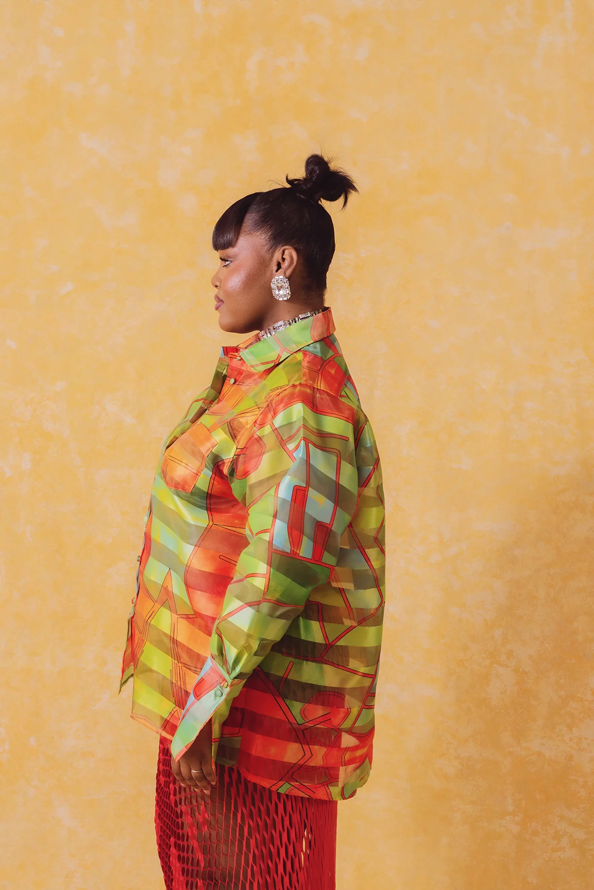 Muwa Technical Organza Oversized Long Sleeve Shirt - Teiha Print - Image 7