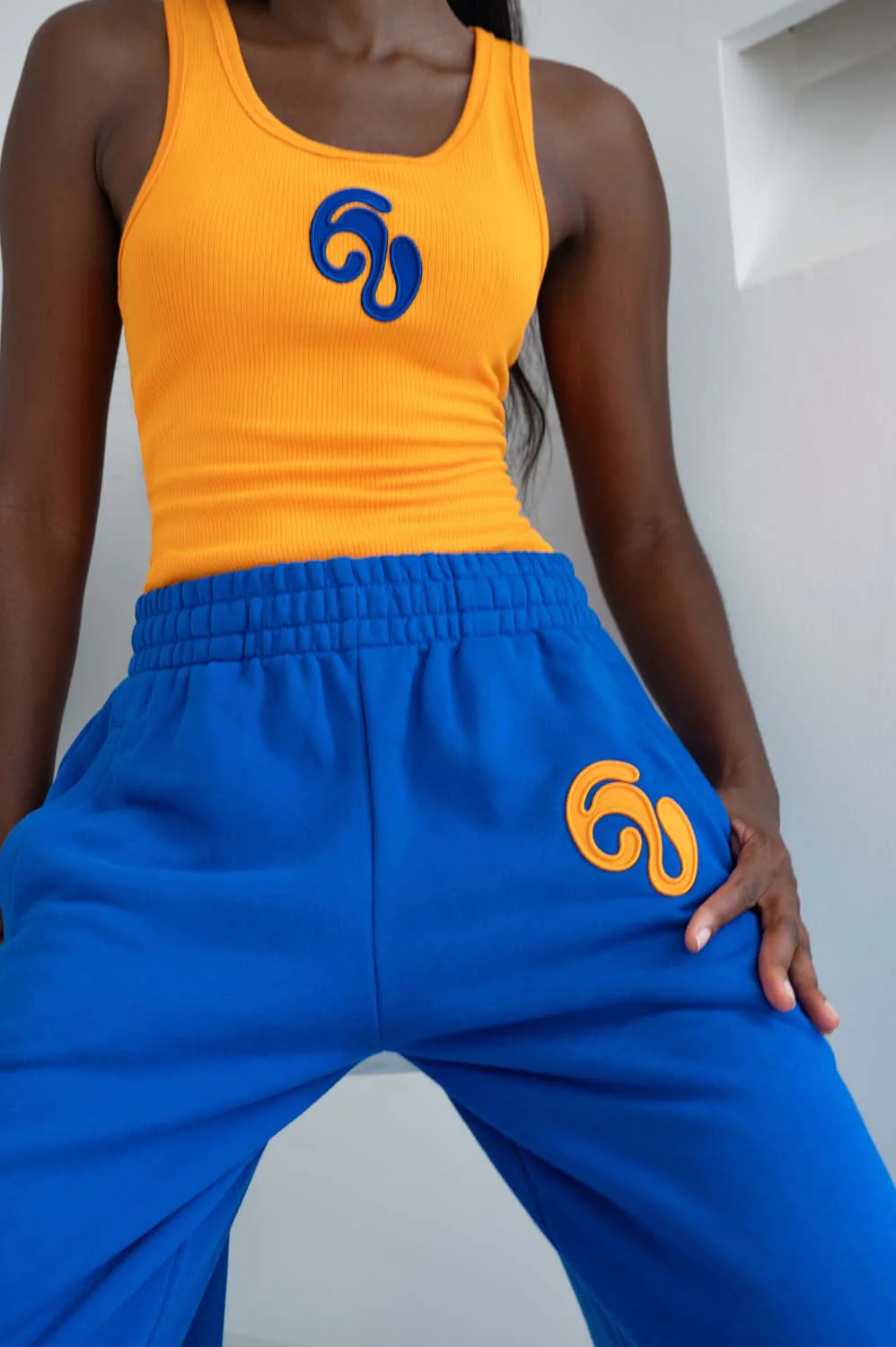 Nao Cotton Logo Embroidered Racer Back Vest Top - Orange - Image 4