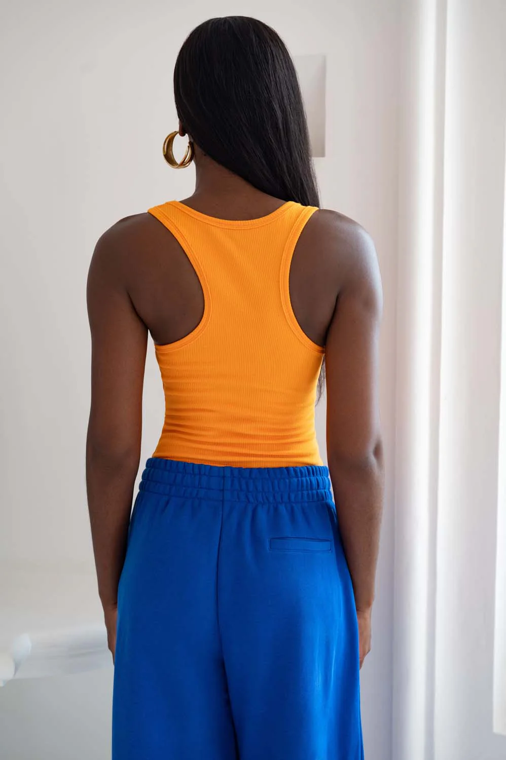Nao Cotton Logo Embroidered Racer Back Vest Top - Orange - Image 6
