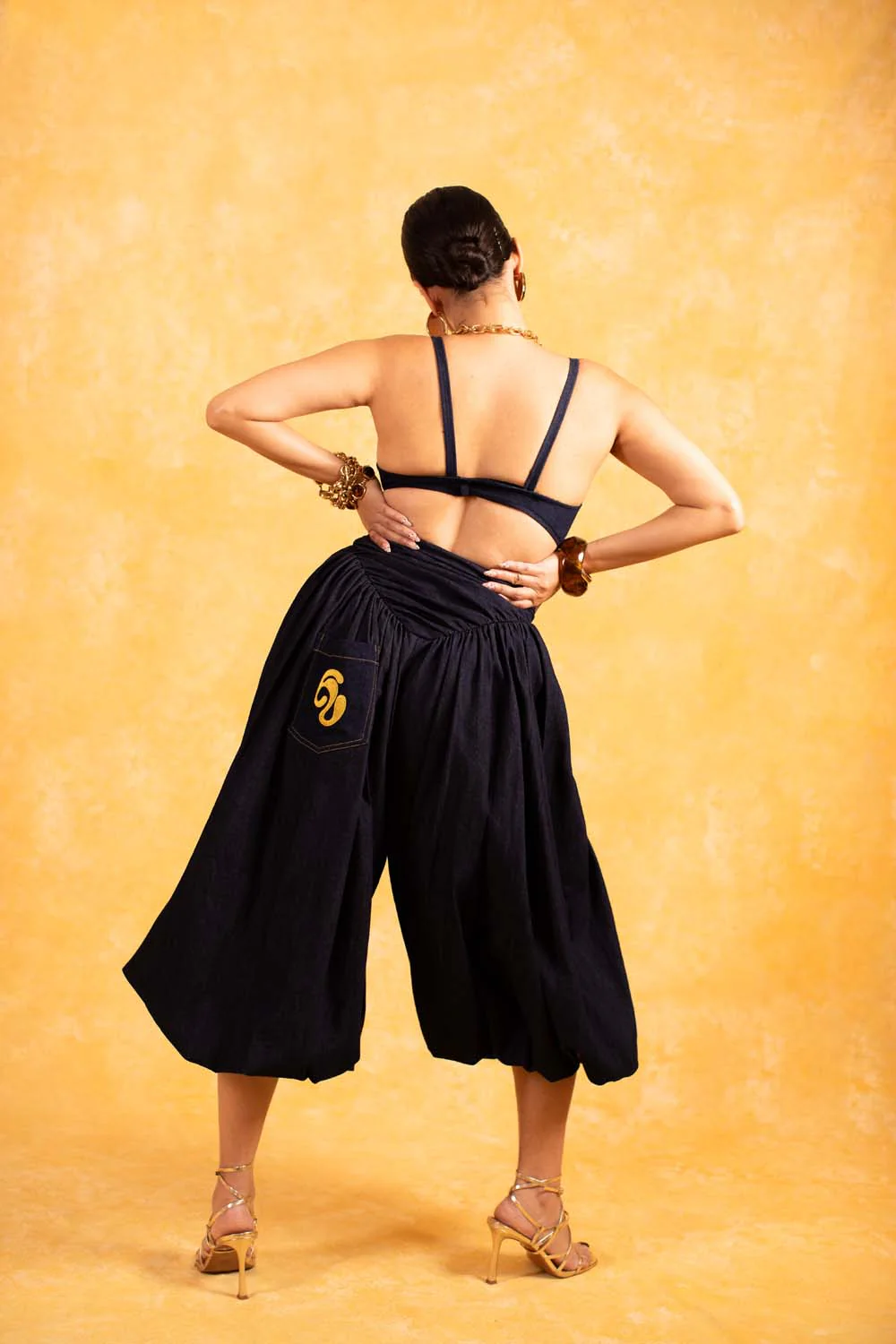 Noore Parachute Logo Embroidered Trousers - Denim - Image 5