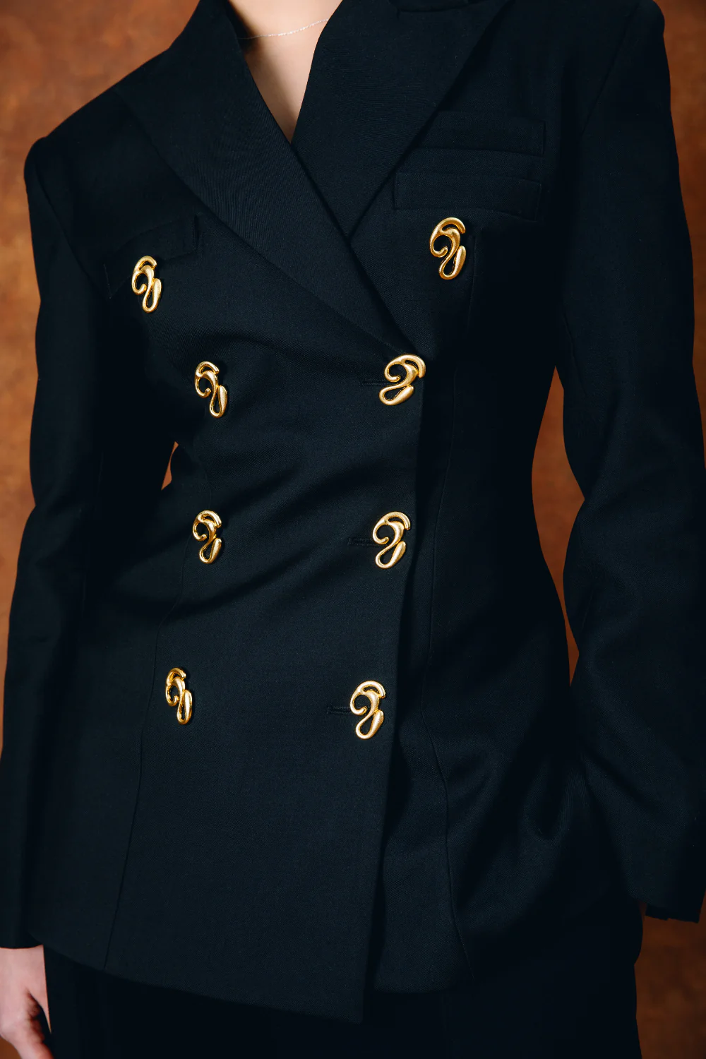 Odessa Structured Double-Breasted Jacket - Black - Image 3