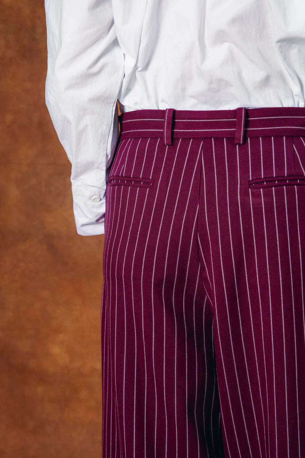 Robyn Pinstripe Trousers - Bordeaux - Image 6