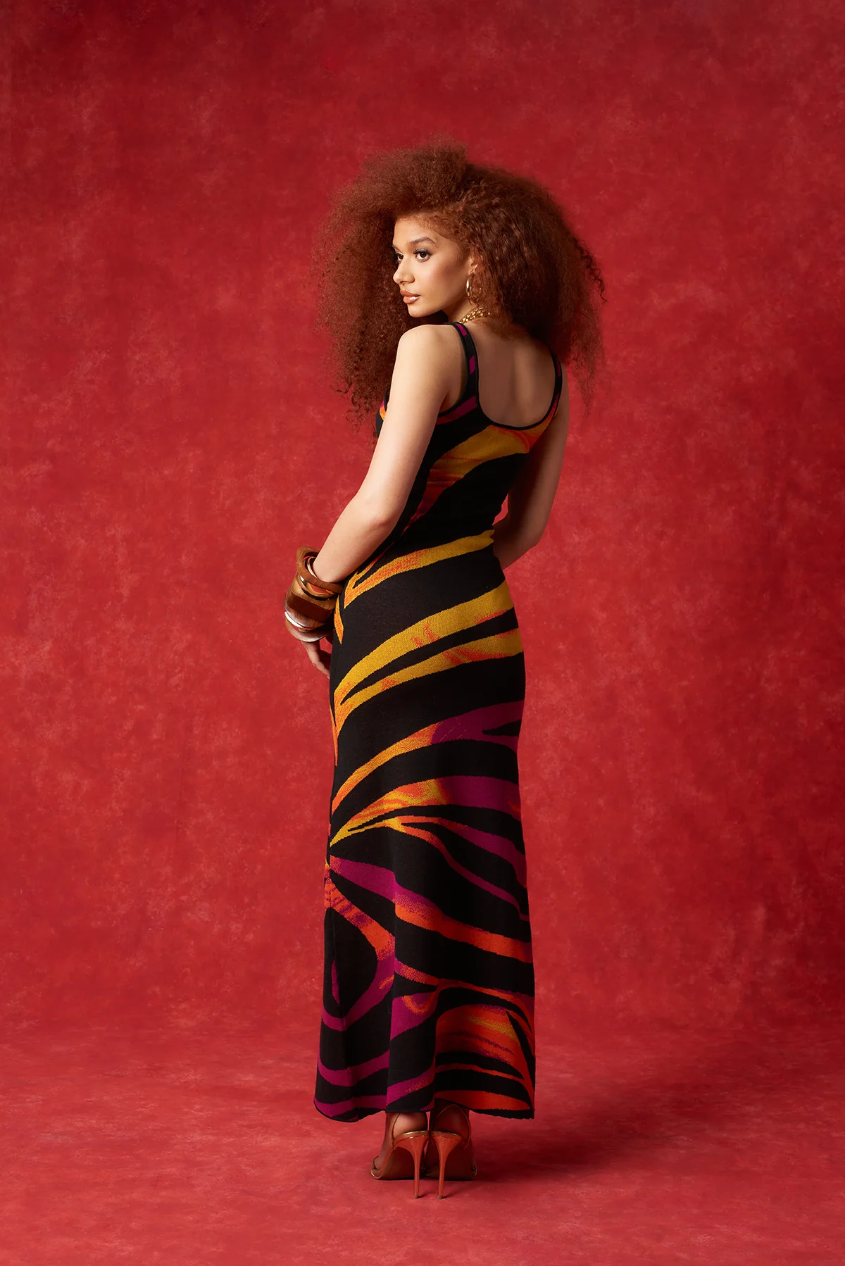 Safia Zebra Knitted Square Neck Maxi Dress - Image 5