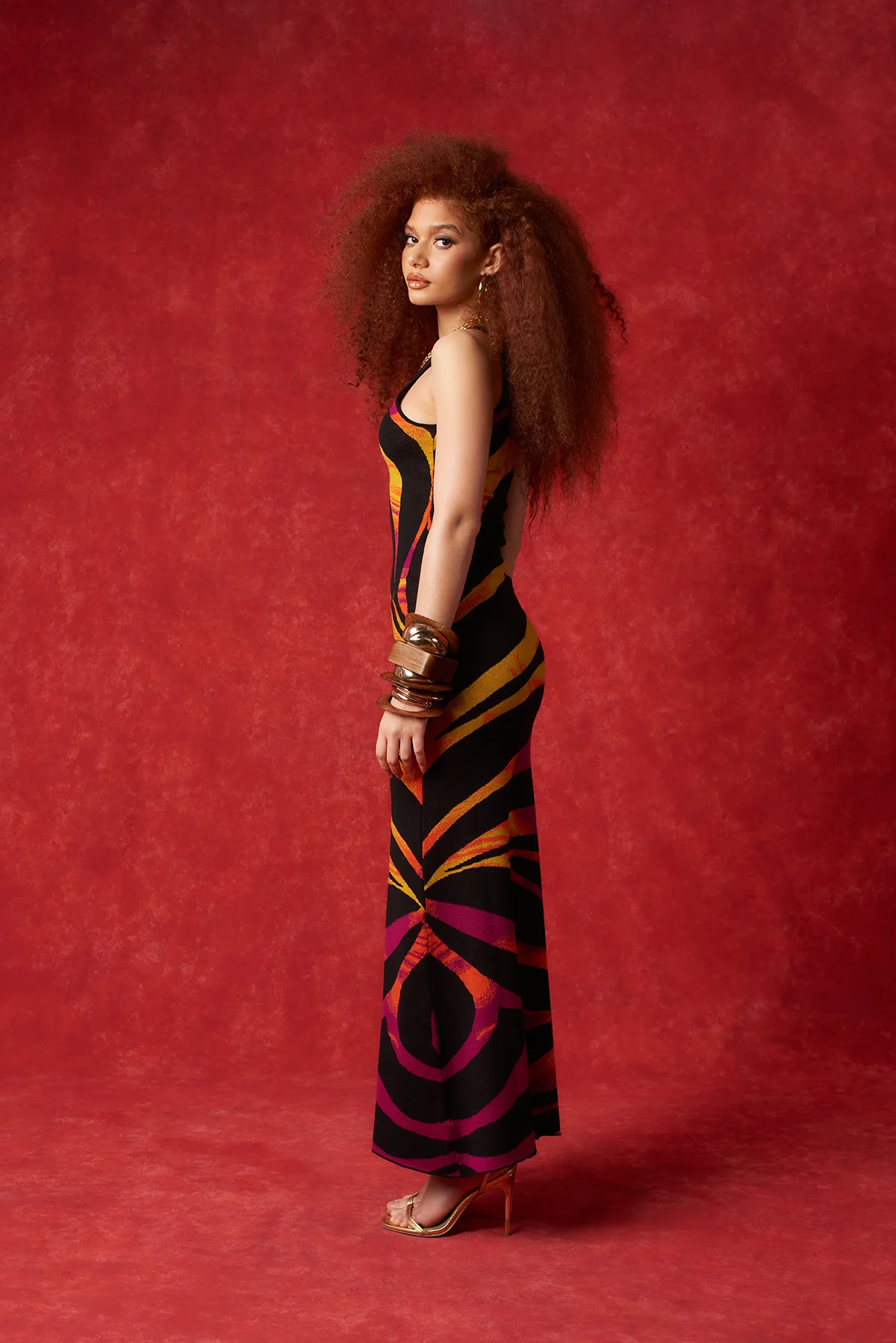 Safia Zebra Knitted Square Neck Maxi Dress - Image 6