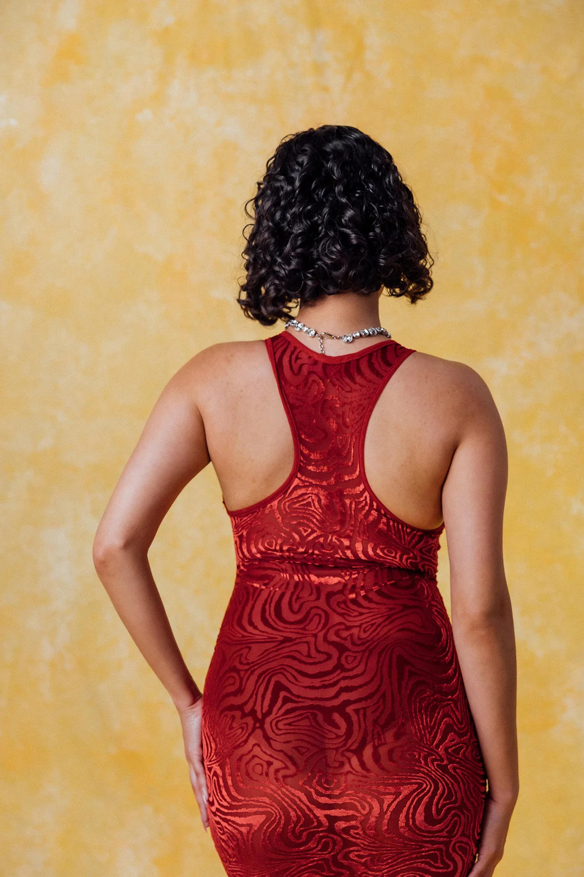 Siren Racerback Smoke Velvet Dress - Cherry - Image 7