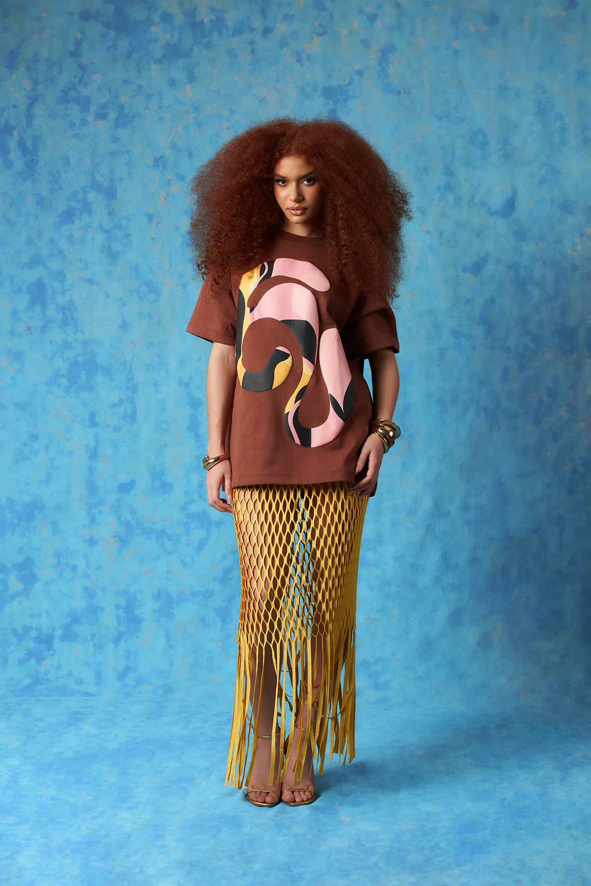 Yumi Faux Suede Laser Cut Skirt - Yellow - Image 6